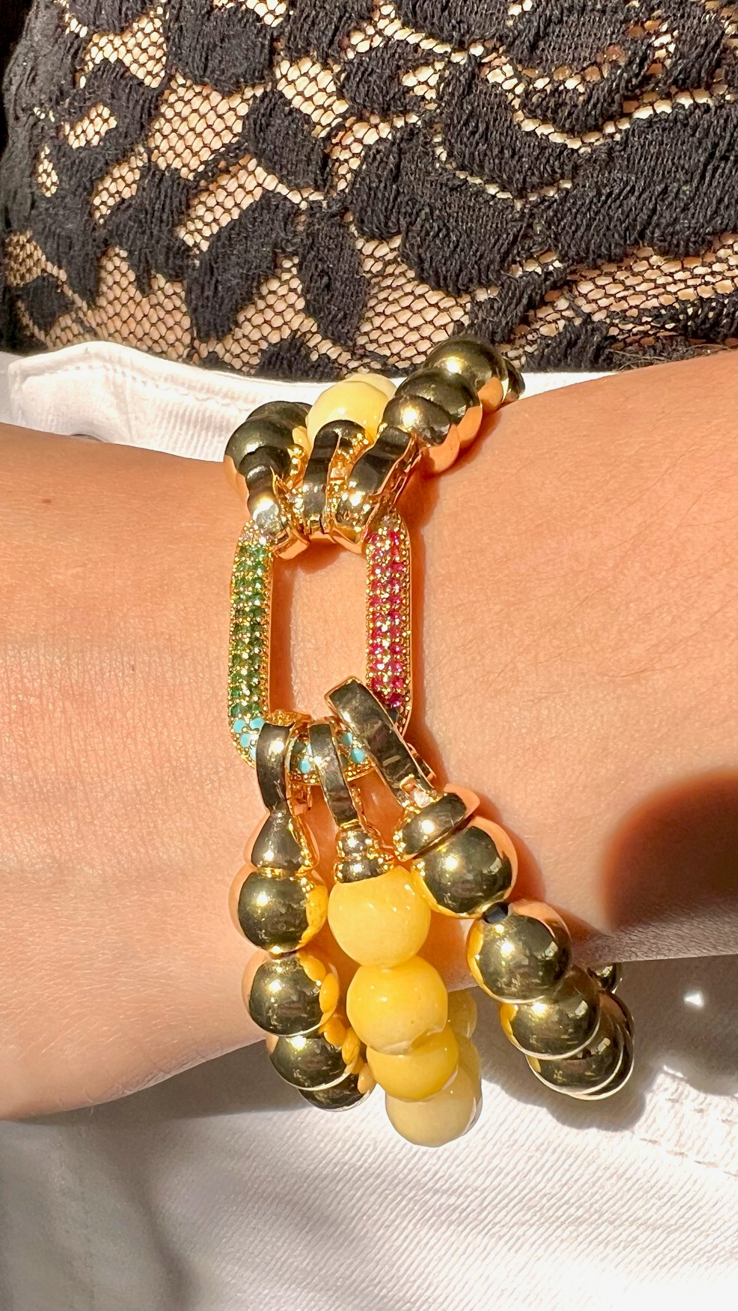 Choker & Pulsera Dorothea Yellow (triple uso)