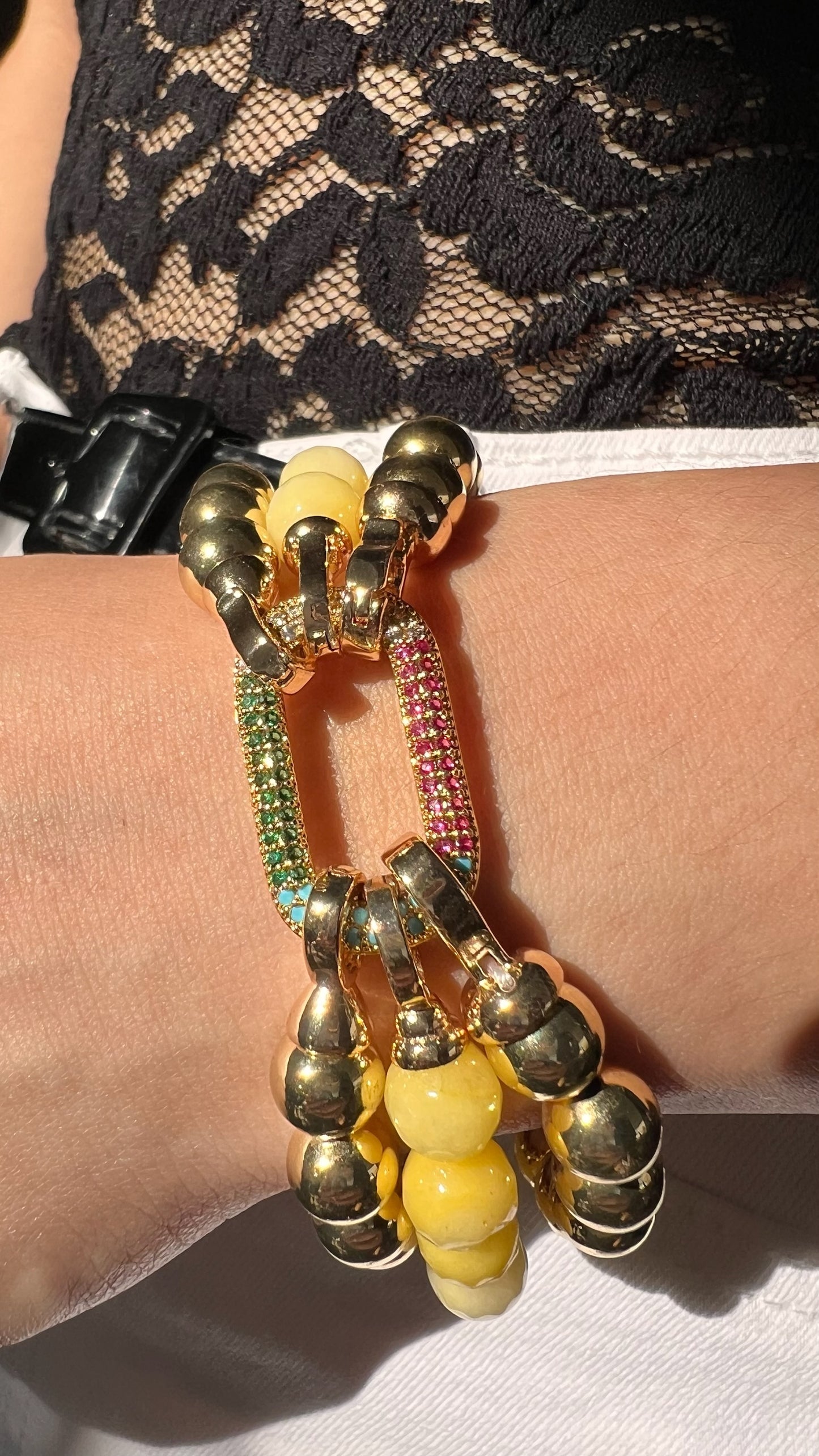 Choker & Pulsera Dorothea Yellow (triple uso)