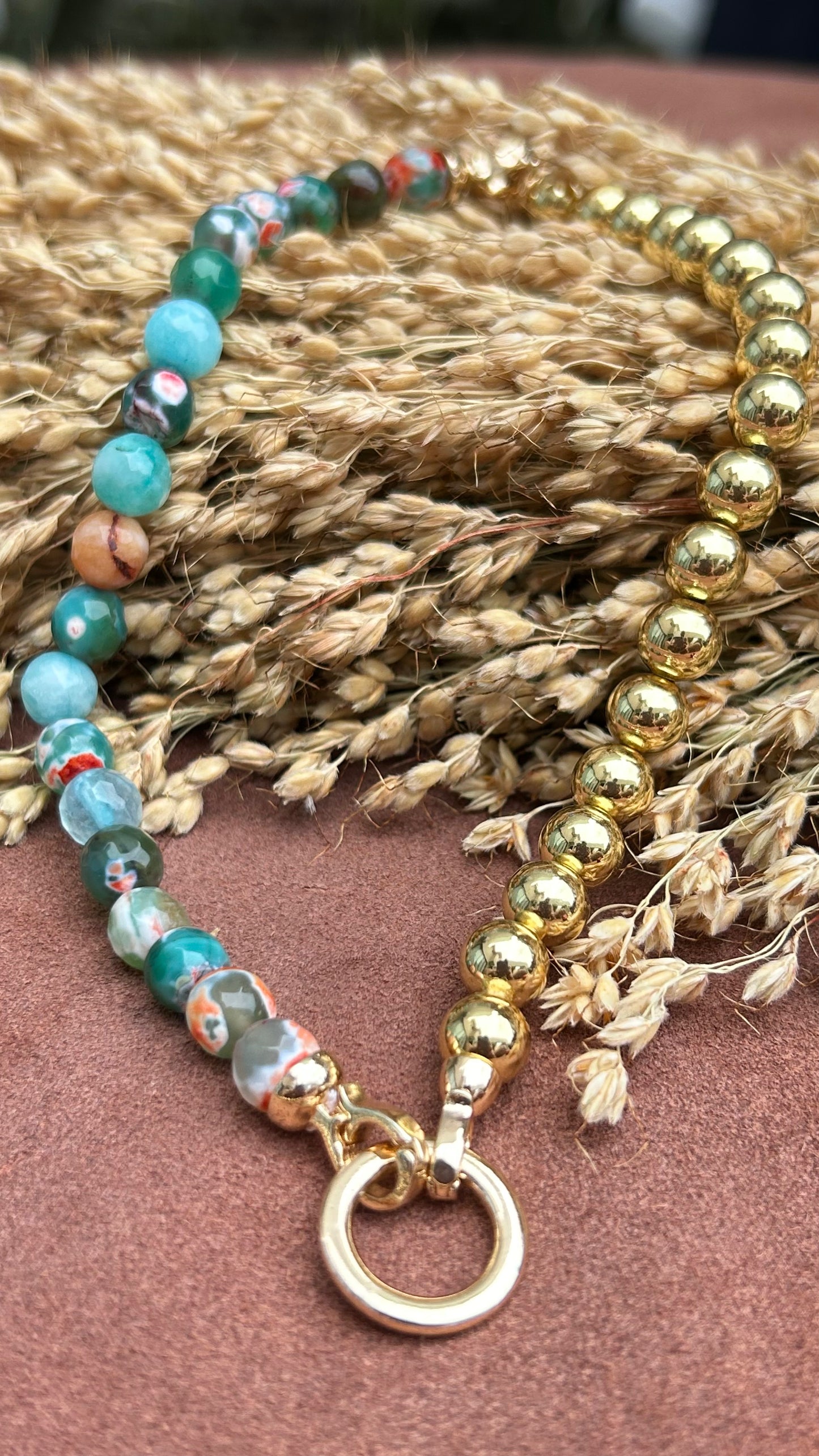 Choker & Pulsera Dorothea Green Magenta