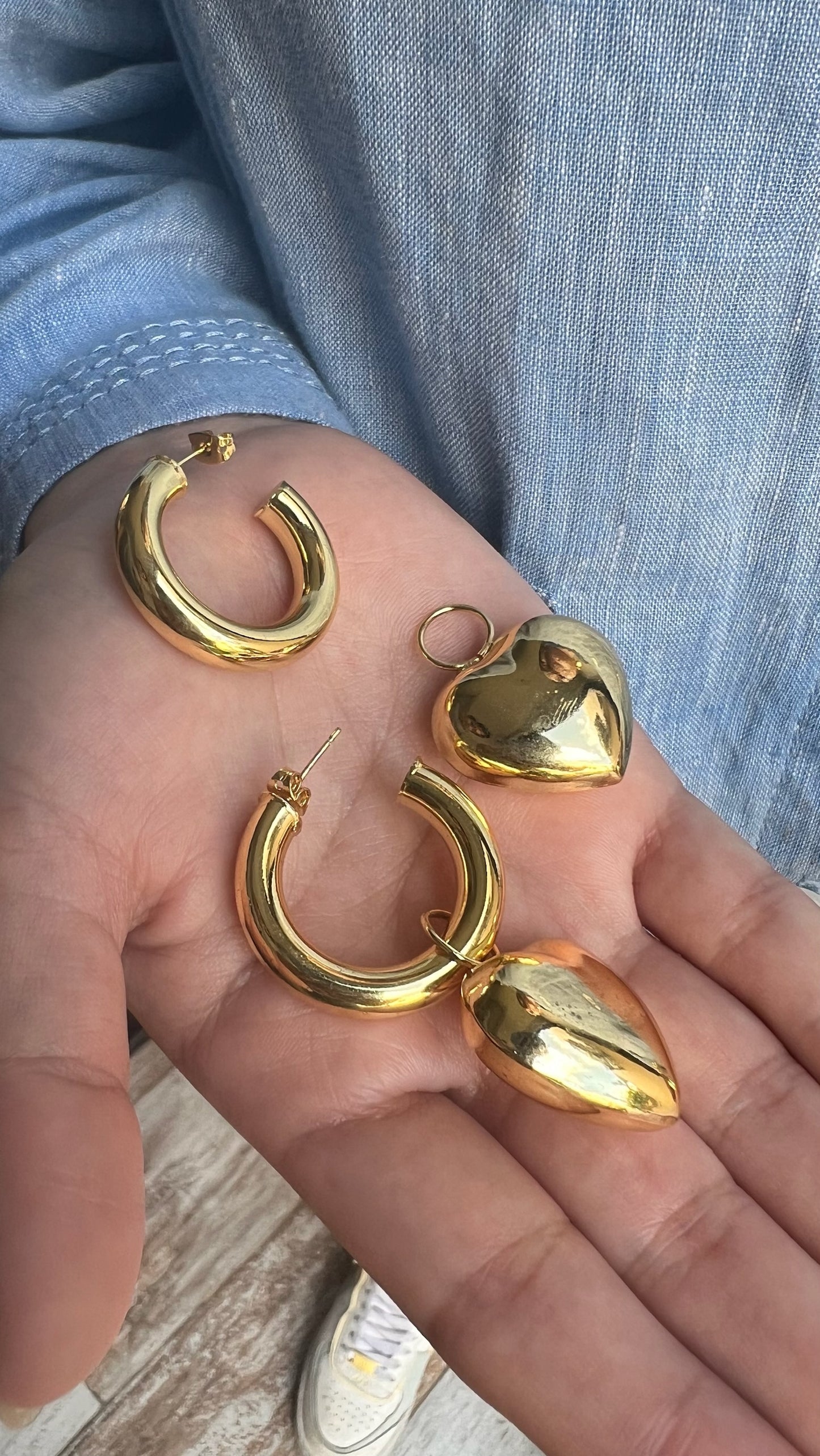 Aretes Chunky Heart (doble uso)
