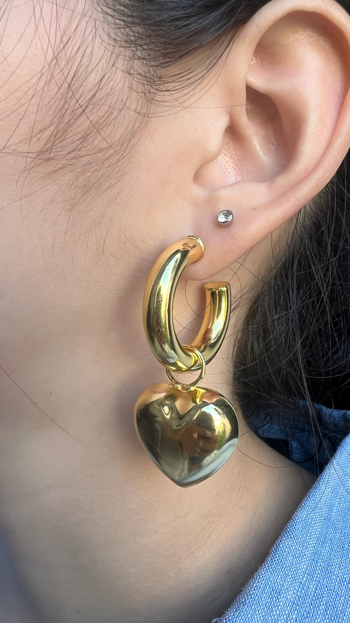 Aretes Chunky Heart (doble uso)