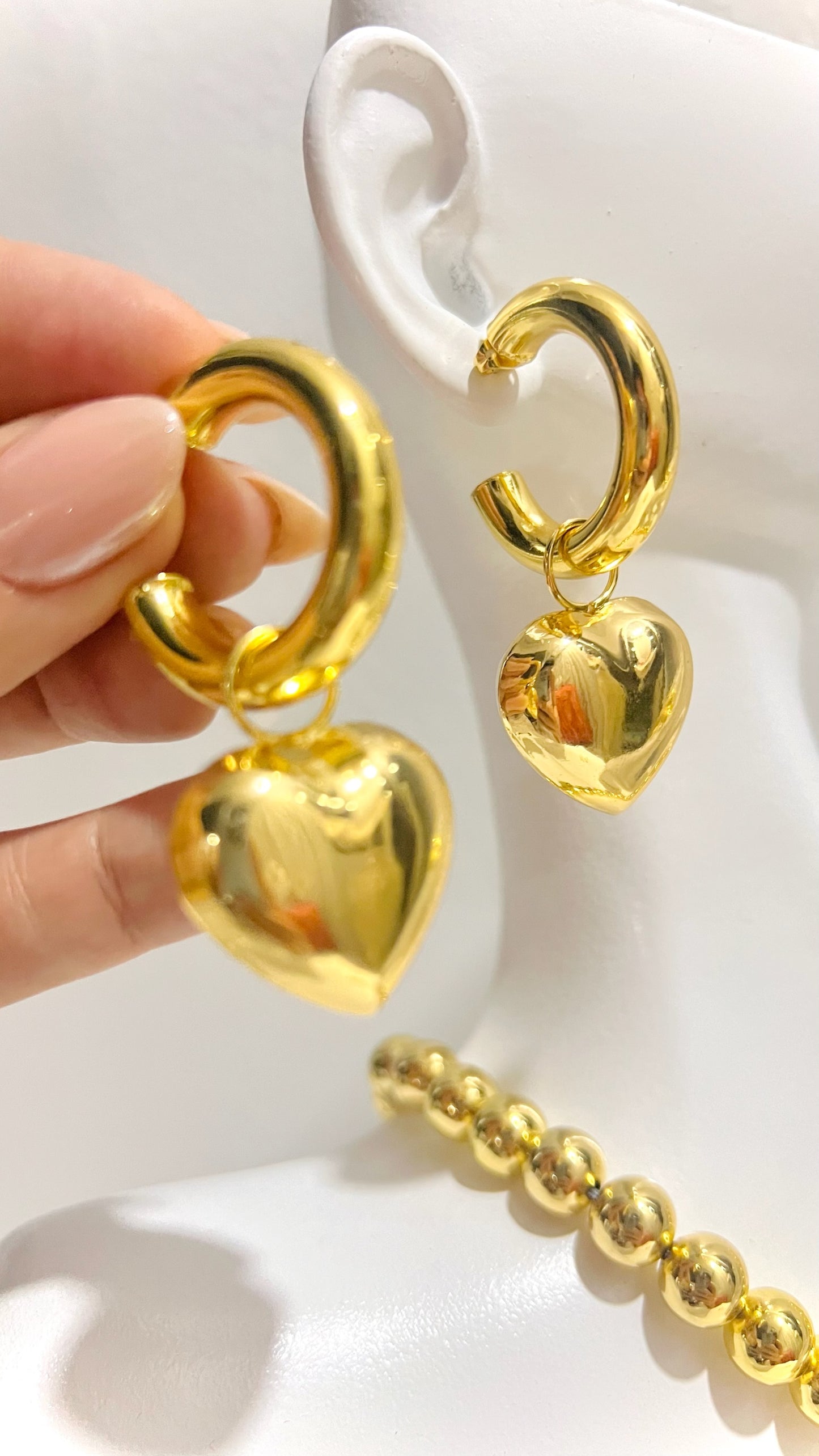 Aretes Chunky Heart (doble uso)