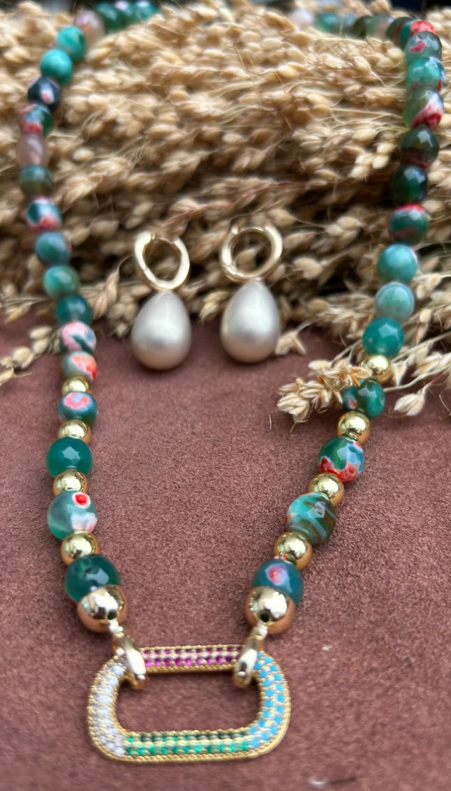 Aretes Dorothea Green Magenta