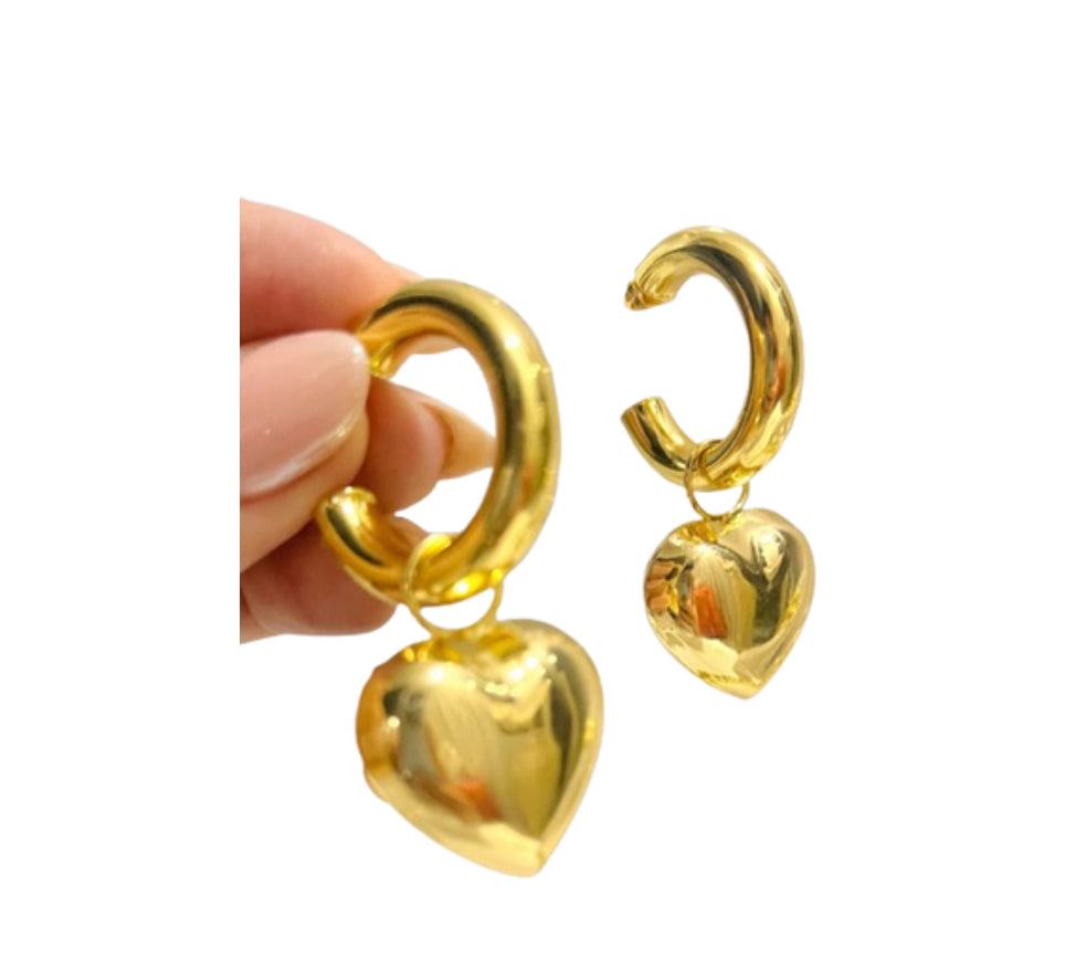 Aretes Chunky Heart (doble uso)