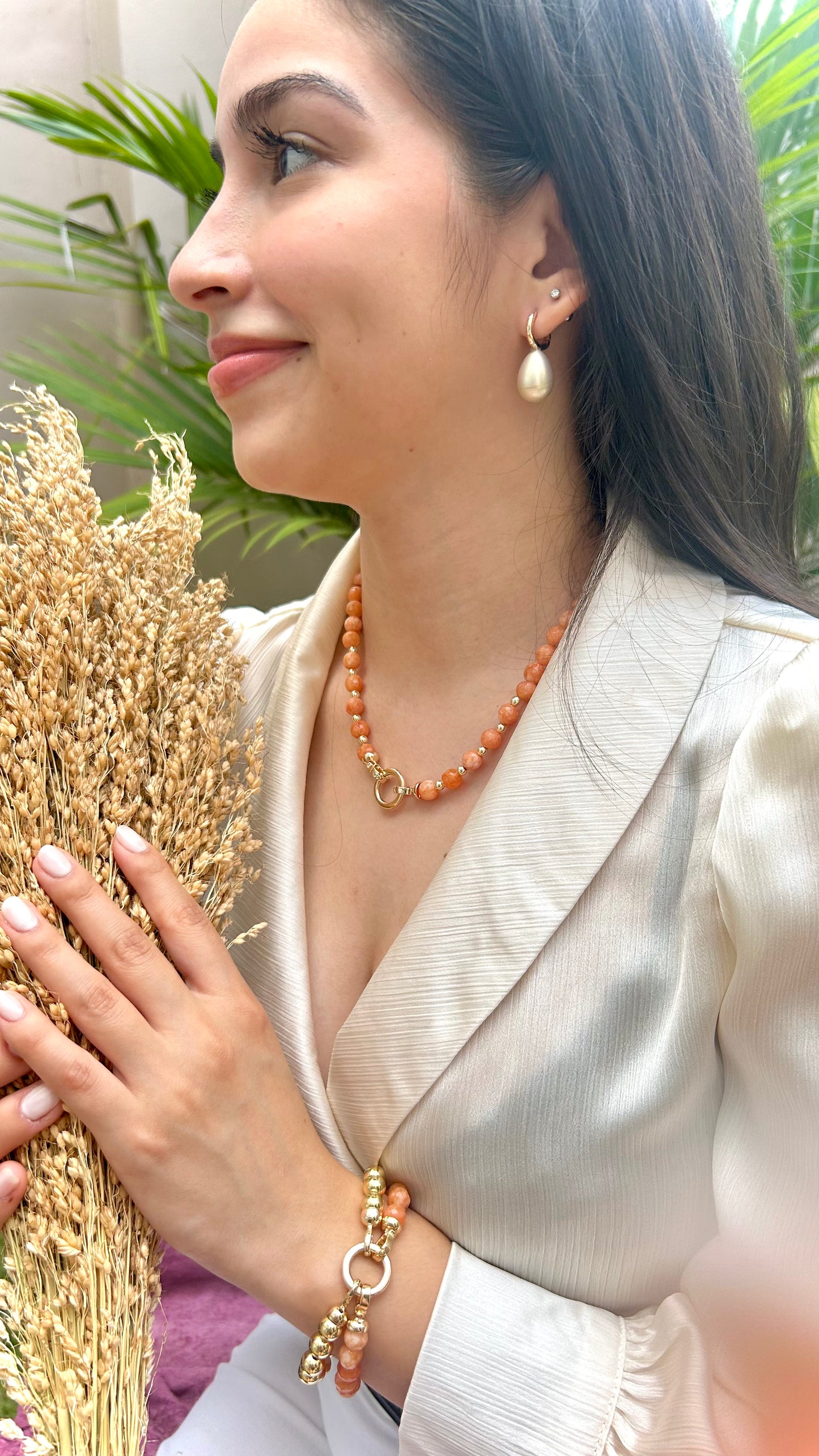 Juego Collar & Aretes Dorothea Peach